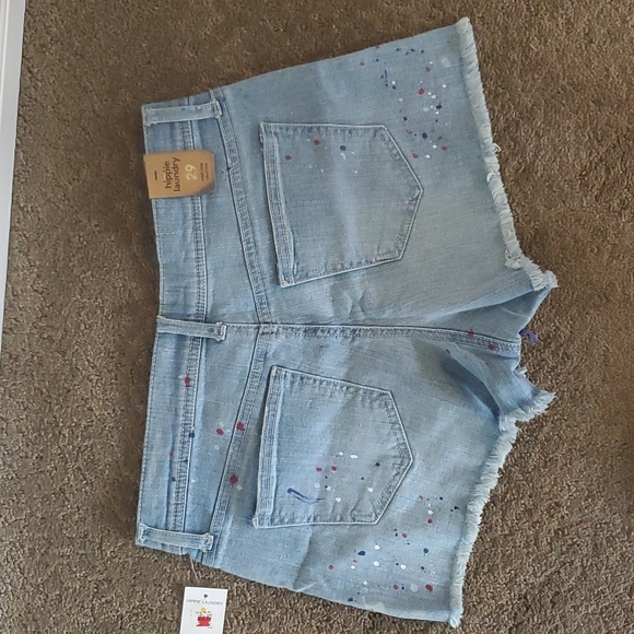 Womens Hippie Laundry SPLATTER Destructed Denim Shorts Size 28 29 Mid Rise NWT - Picture 5 of 5